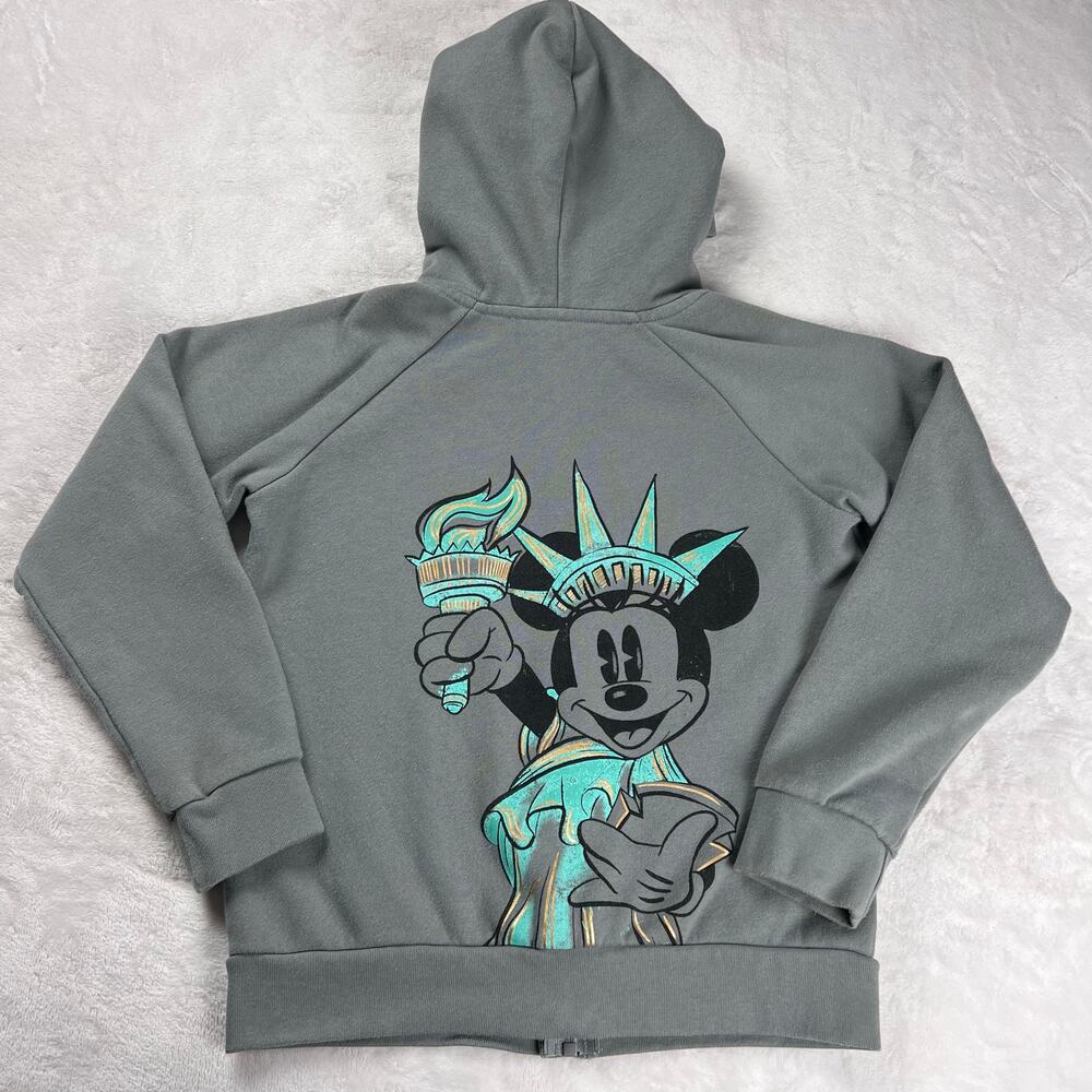 Disney Mickey Mouse New York Statue of Library Kids Hooded Sweatshirt size 9/10